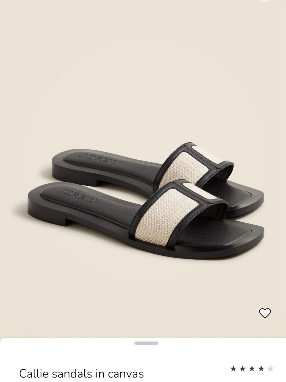 J. Crew Callie Canvas Slide Sandals in Black and Canvas